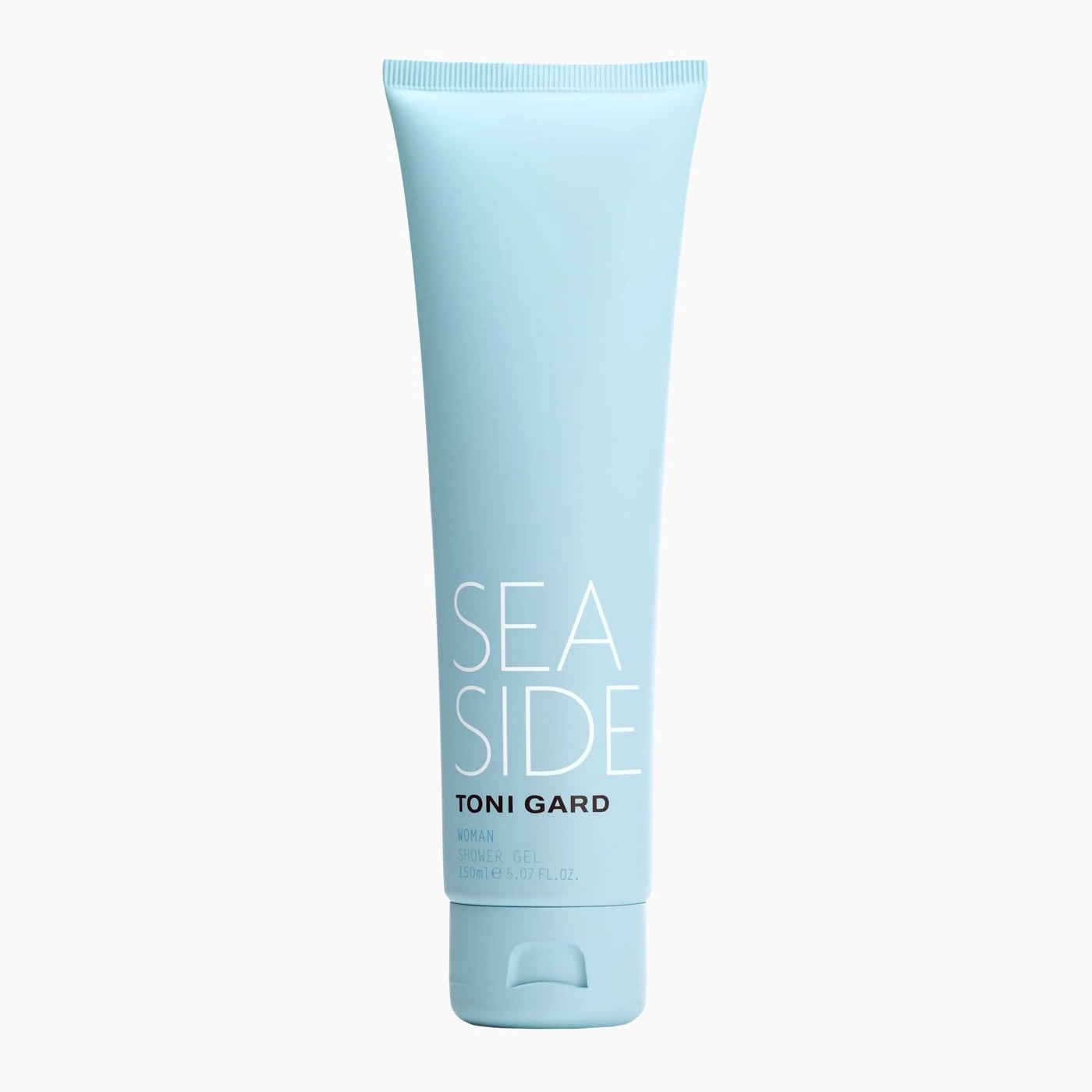 Light blue shower gel with "SEA SIDE" and "TONI GARD" written on it.