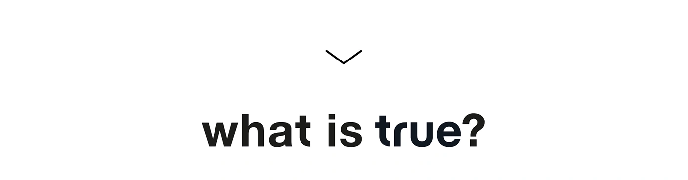 Frage: Was ist wahr? Schwarzer Text auf weißem Hintergrund mit Pfeil.