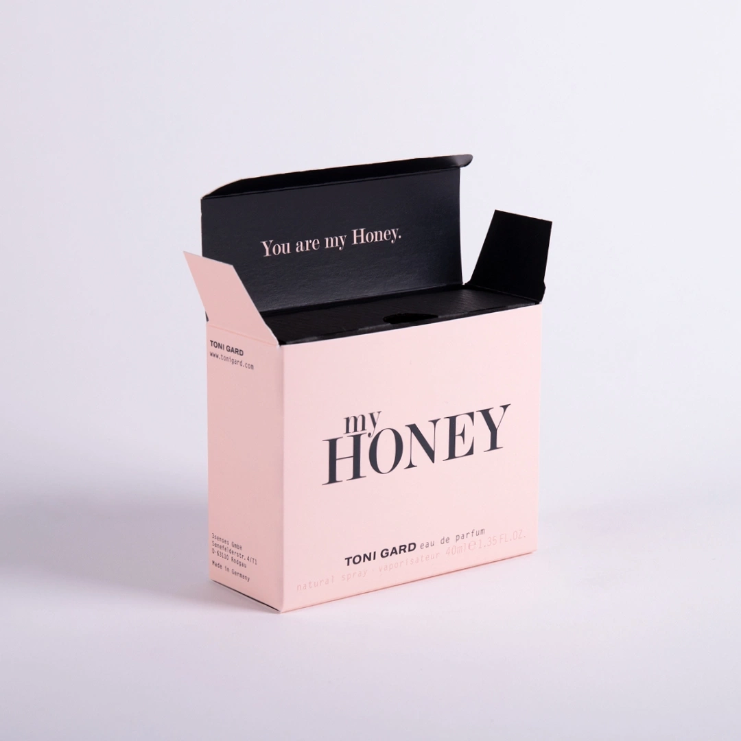 Pink perfume box with 'My Honey' and 'You are my Honey' text.